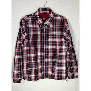 Catalina Jacket Womens Large 12/14 Plaid Red Navy Blue Windbreaker Rain Coat